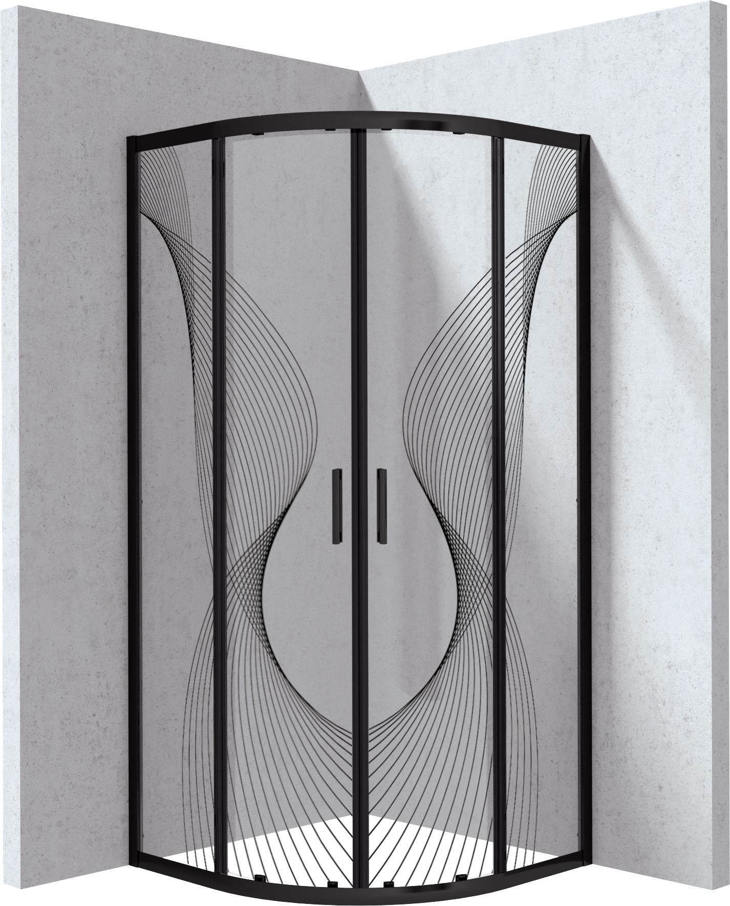 Cabine de douche, semi-circulaire